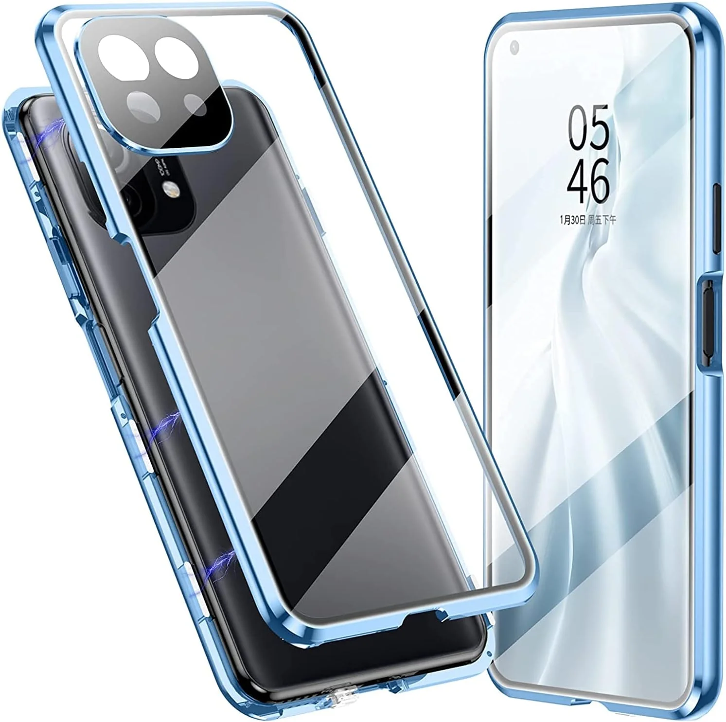 قاب محافظ مغناطیسی گوشی شیائومی 13T/13T Pro [فریم فلزی] شیشه حرارت دیده جلو و پشت 360 درجه باریک و سبک