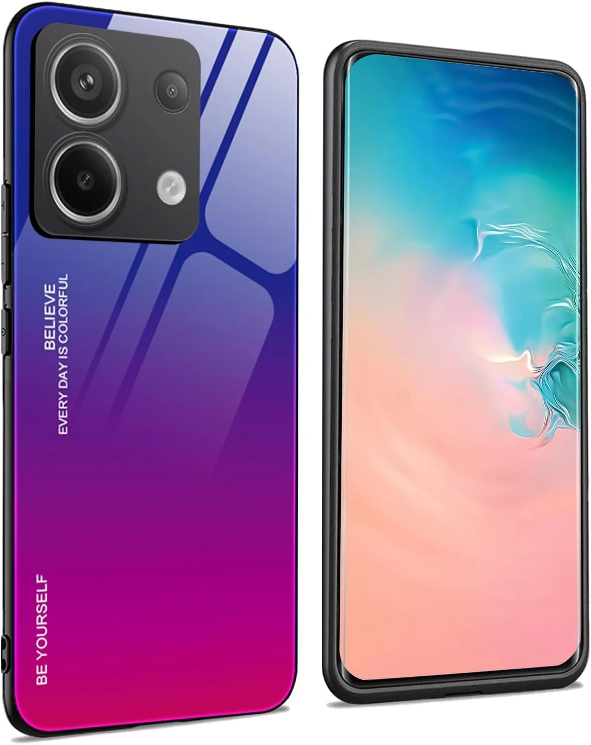 کاور WBWONE برای شیائومی Redmi Note 13 4G، قاب پشتی باریک با رنگ های گرادیانی از جنس شیشه حرارت دیده 9H، کاور محافظ بامپر سیلیکونی لبه TPU - 4