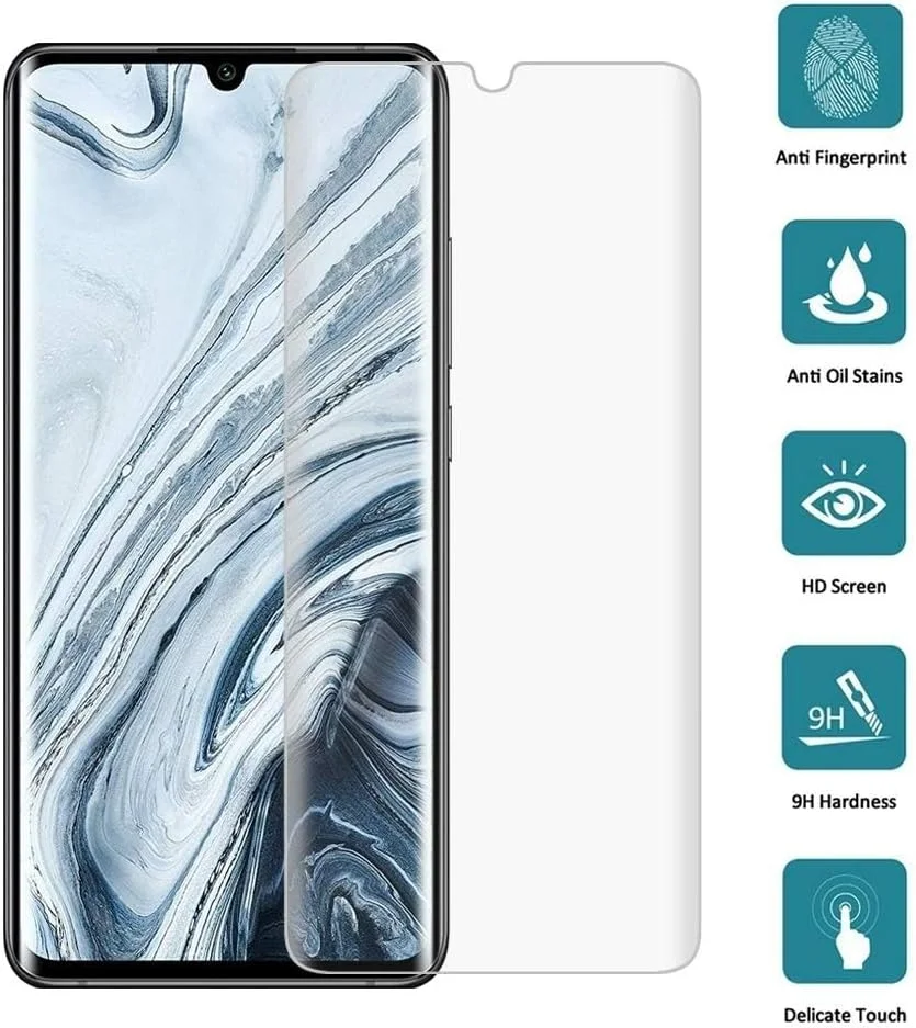 محافظ صفحه نمایش 25 عددی برای گوشی شیائومی می نوت 10، فیلم شیشه ای حرارت دیده با لبه منحنی سه بعدی 9H HD (شفاف) لوازم جانبی تلفن همراه