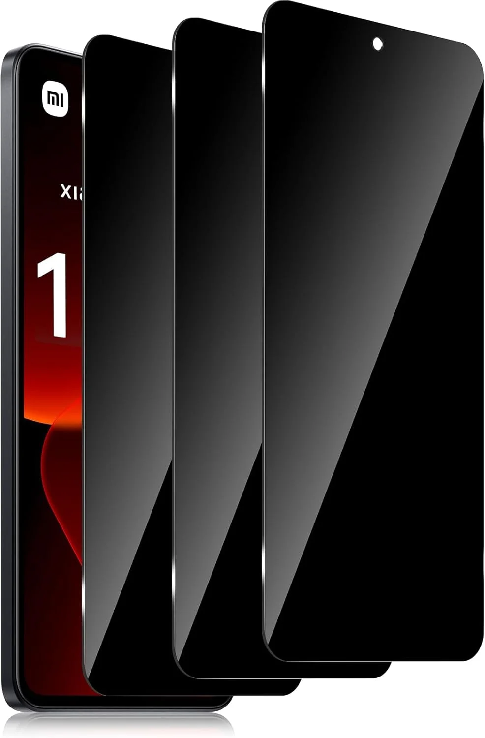 محافظ صفحه نمایش حریم خصوصی شیشه ای تمپرد Xunzii برای شیائومی 13T/13T Pro، محافظ صفحه نمایش حریم خصوصی با سختی 9H [بسته 3 عددی]، پوشش کامل ضد جاسوسی، محافظ شیشه ای تمپرد بدون حباب
