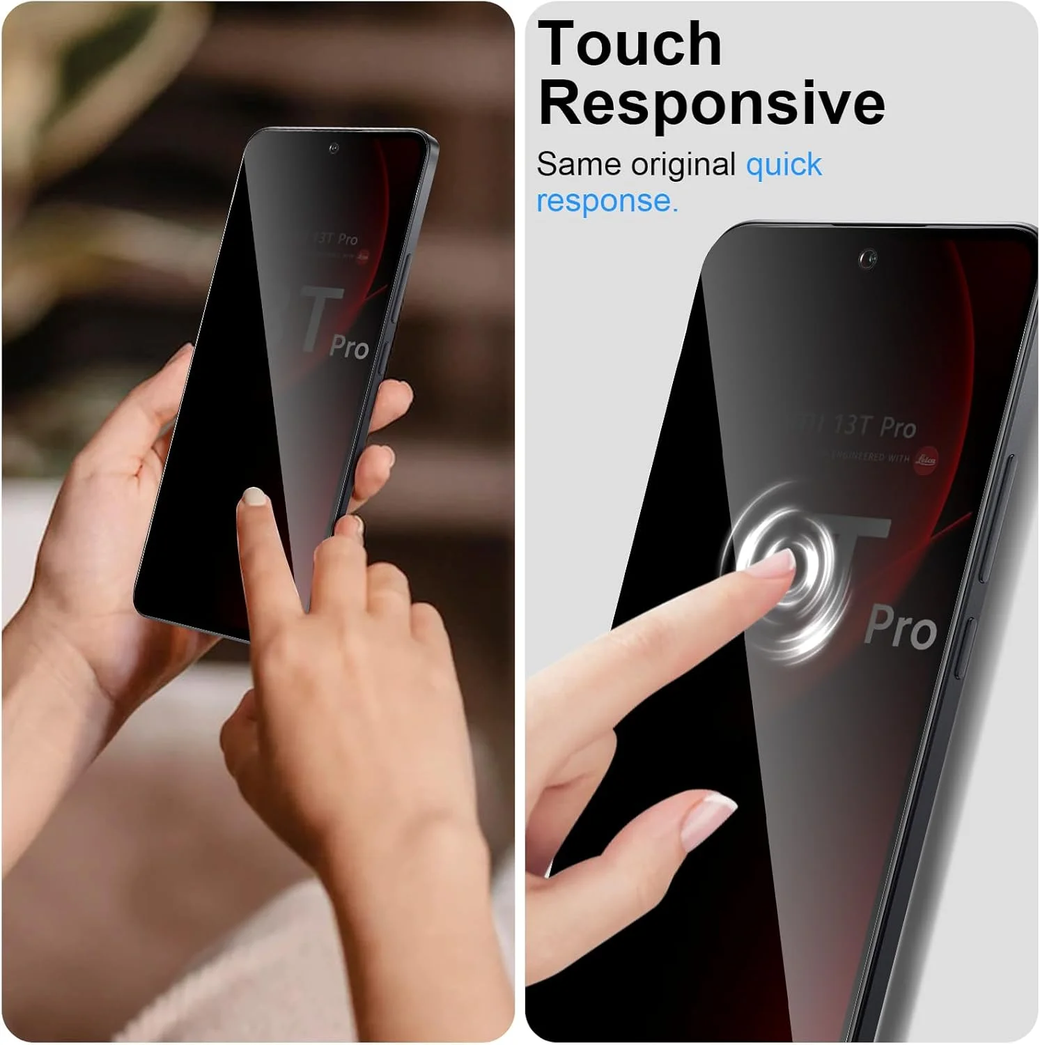 محافظ صفحه نمایش حریم خصوصی شیشه ای تمپرد Xunzii برای شیائومی 13T/13T Pro، محافظ صفحه نمایش حریم خصوصی با سختی 9H [بسته 3 عددی]، پوشش کامل ضد جاسوسی، محافظ شیشه ای تمپرد بدون حباب