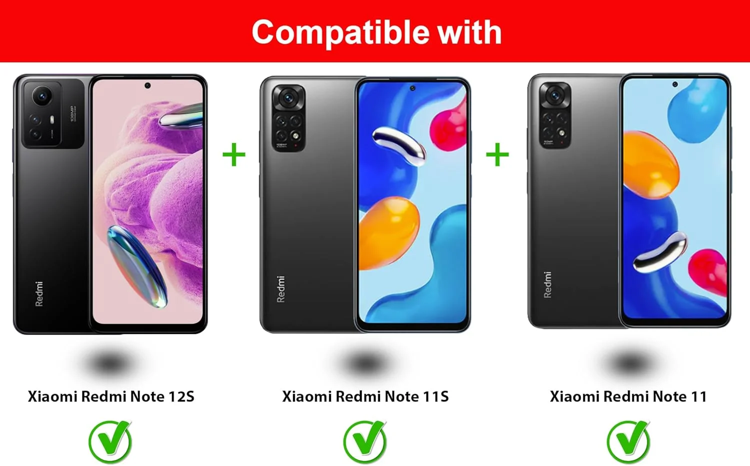 محافظ صفحه نمایش Al-HuTrusHi سازگار با گوشی های شیائومی Redmi Note 12S / Redmi Note 11S / Redmi Note 11 شیشه حرارت دیده [پوشش کامل HD] [نصب آسان] [سختی 9H] فیلم محافظ