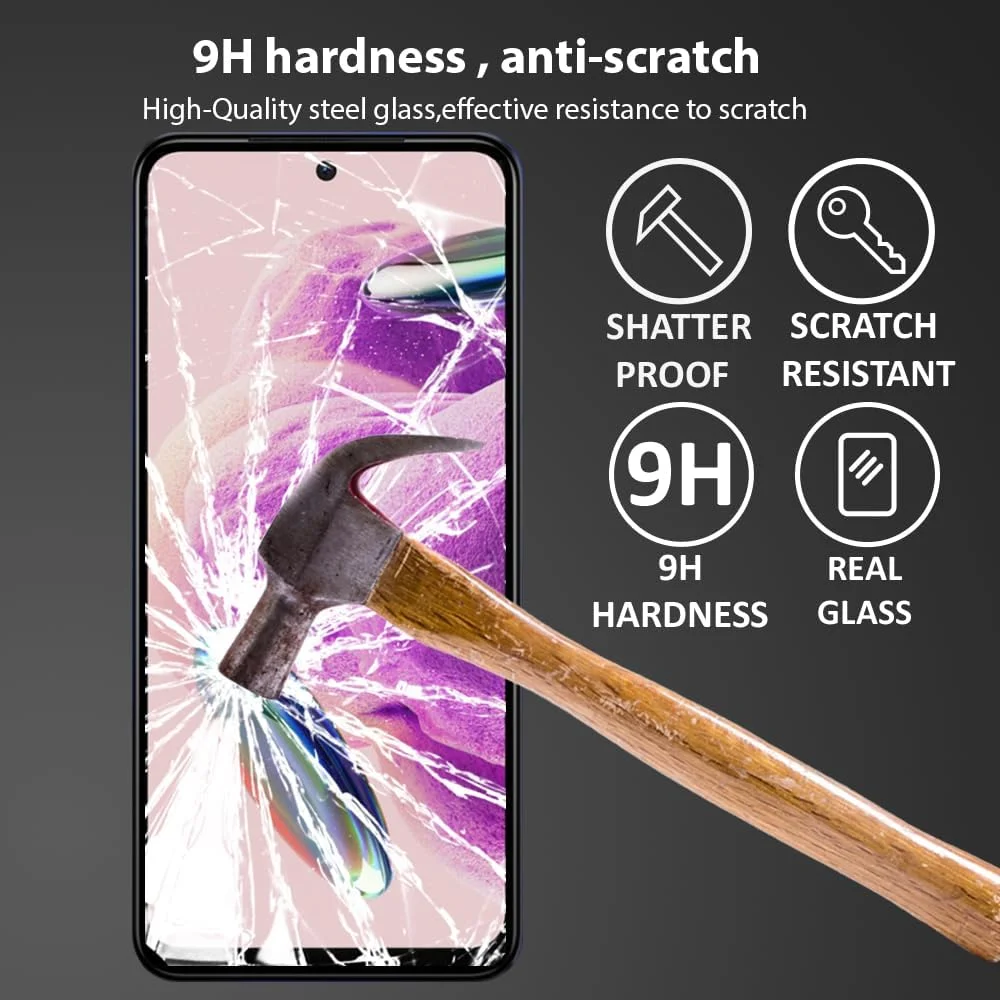 محافظ صفحه نمایش Al-HuTrusHi سازگار با گوشی های شیائومی Redmi Note 12S / Redmi Note 11S / Redmi Note 11 شیشه حرارت دیده [پوشش کامل HD] [نصب آسان] [سختی 9H] فیلم محافظ