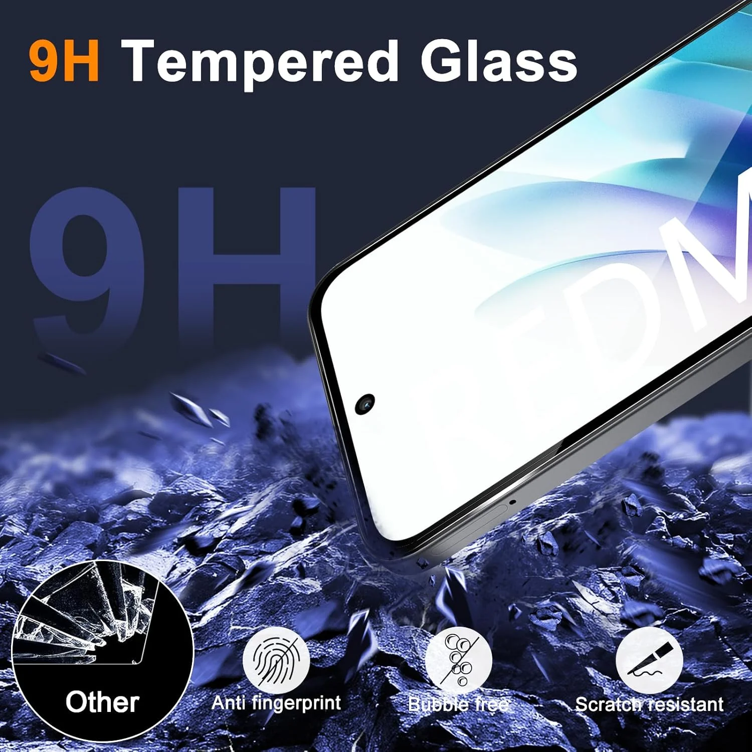 محافظ صفحه نمایش شیشه ای حرارت دیده GEEMEE برای شیائومی Redmi 15 4G، بسته 2 عددی محافظ شیشه ای + 2 عدد محافظ صفحه نمایش دوربین، فیلم شیشه ای با سختی 9H، محافظ صفحه نمایش شفاف HD، محافظ صفحه نمایش ضد خش