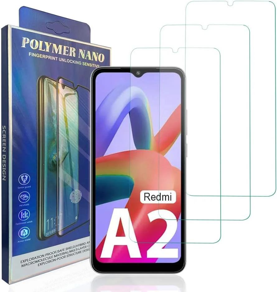محافظ صفحه نمایش HACIEN سازگار با Xiaomi Redmi A2، محافظ صفحه شیشه ای سخت با سختی 9H، بدون حباب، فیلم شیشه ای حرارت دیده، محافظ صفحه نمایش برای Xiaomi Redmi A2 [بسته 3 عددی]