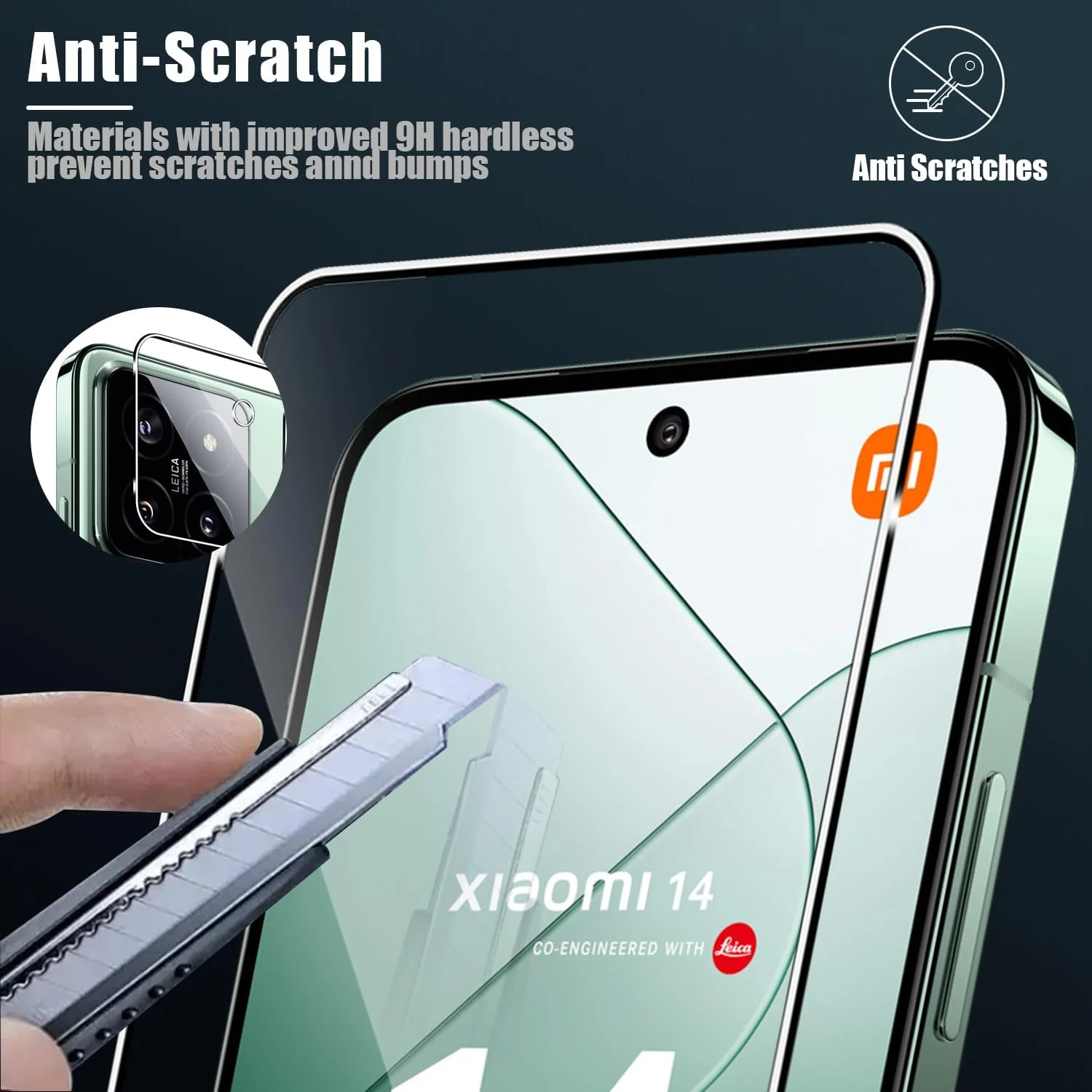 محافظ صفحه نمایش شیشه ای هولیلو برای شیائومی 14 + محافظ دوربین عقب 【2 + 2 عدد】 غشای شیشه ای سخت شده مقاوم در برابر خش 9H، فیلم محافظ صفحه نمایش HD بدون حباب