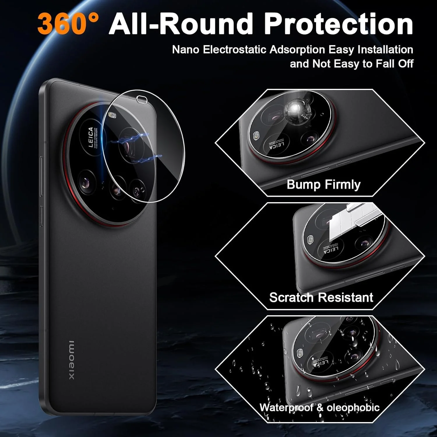 محافظ صفحه نمایش شیشه ای حرارت دیده Aerku برای شیائومی Mi 15 Ultra به همراه محافظ دوربین پشتی [2 + 2 عدد]، محافظ صفحه نمایش با سختی 9H، محافظ صفحه نمایش پوشش کامل سه بعدی