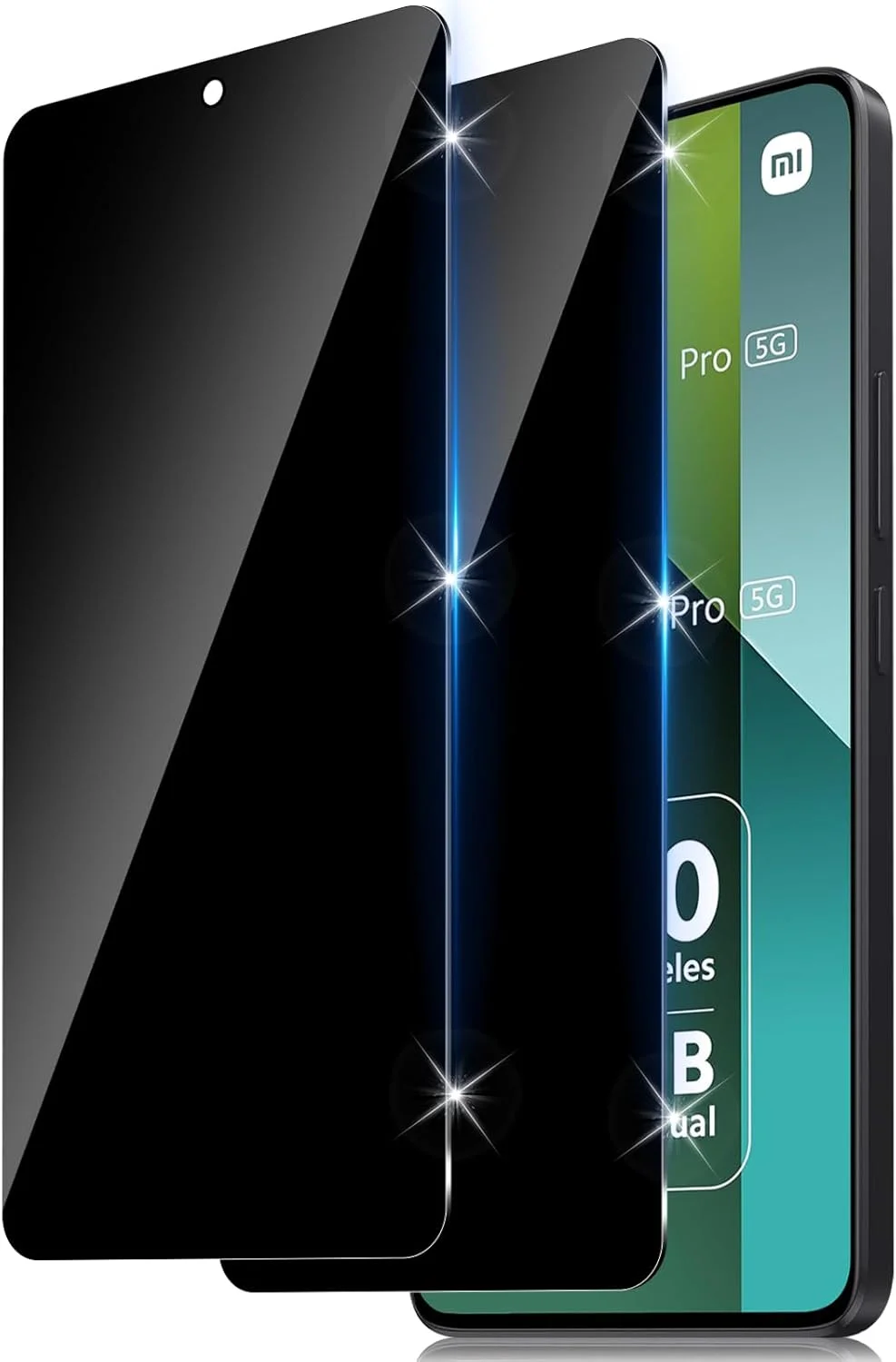 محافظ صفحه نمایش حریم خصوصی شیشه ای Funrae برای شیائومی Redmi Note 13/Xiaomi Redmi Note 13 Pro 4G/5G، بسته 2 عددی، سختی 9H، ضد جاسوسی، پوشش کامل، ضد جاسوسی، بدون حباب