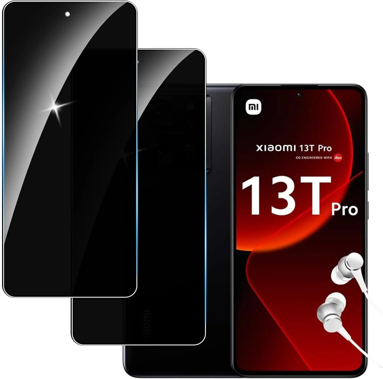 محافظ صفحه نمایش حریم خصوصی Lyphpe (2 عددی) برای شیائومی 13T Pro، شیشه حرارت دیده 9H ضد جاسوسی، سازگار با قاب شیائومی 13T Pro، نصب آسان