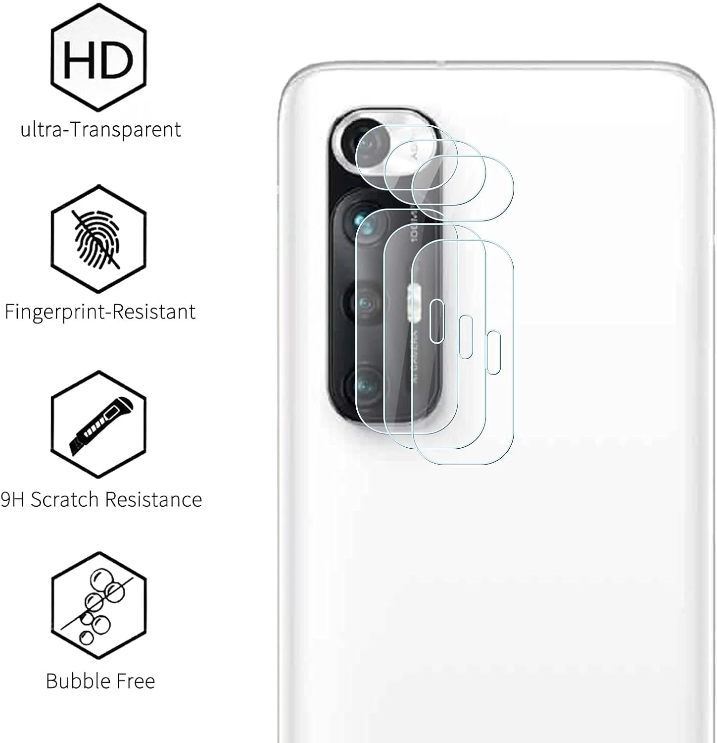 محافظ لنز دوربین AYSOW برای XIAOMI MI 10S 5G، فیلم لنز شیشه ای سخت شده HD، ضد اثر انگشت/ضد خش، بدون حباب، نصب آسان، سختی 9H، محافظ دوربین برای XIAOMI MI 10S 5G [بسته 3 عددی]