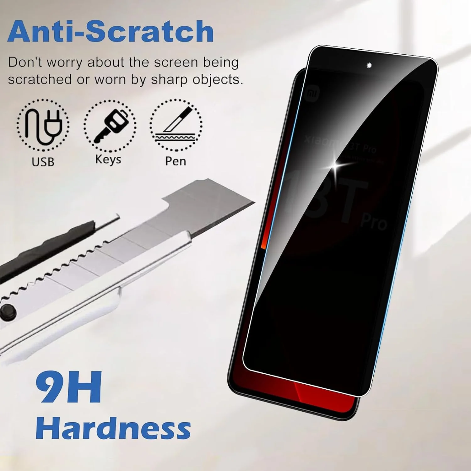 محافظ صفحه نمایش حریم خصوصی Lyphpe (2 عددی) برای شیائومی 13T Pro، شیشه حرارت دیده 9H ضد جاسوسی، سازگار با قاب شیائومی 13T Pro، نصب آسان