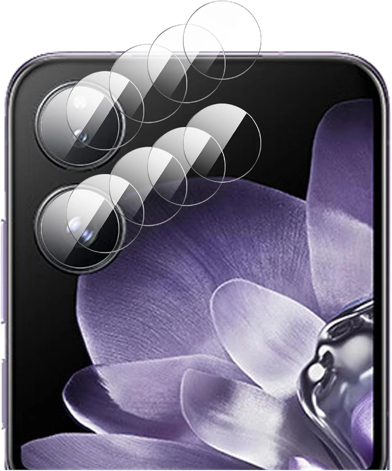 محافظ لنز دوربین فوق نازک GIOPUEY بسته 4 عددی سازگار با گوشی Xiaomi Mix Flip 2، محافظ صفحه شیشه ای HD دوربین [ضد خش]