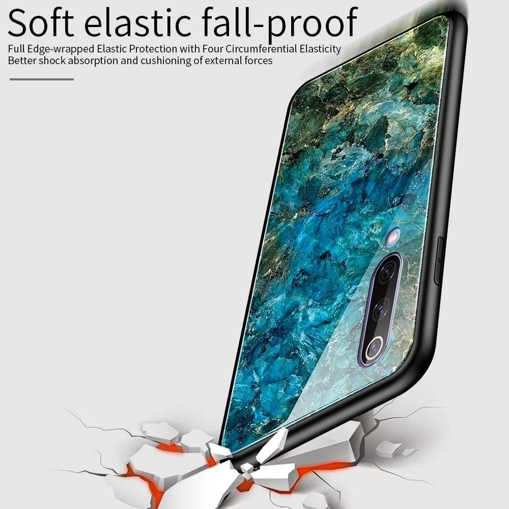 قاب محافظ شیشه ای مقاوم در برابر ضربه + TPU برای گوشی شیائومی Mi CC9e (طرح سحابی رنگارنگ) Yyq (رنگ: قرمز رز)