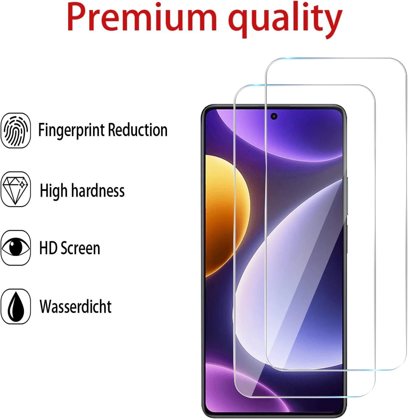 GMUJIAO [بسته 2+2] سازگار با شیائومی Redmi 13، محافظ صفحه نمایش شیشه ای حرارت دیده و محافظ لنز دوربین، فیلم شیشه ای حرارت دیده تمام صفحه HD [ضد شکستگی]