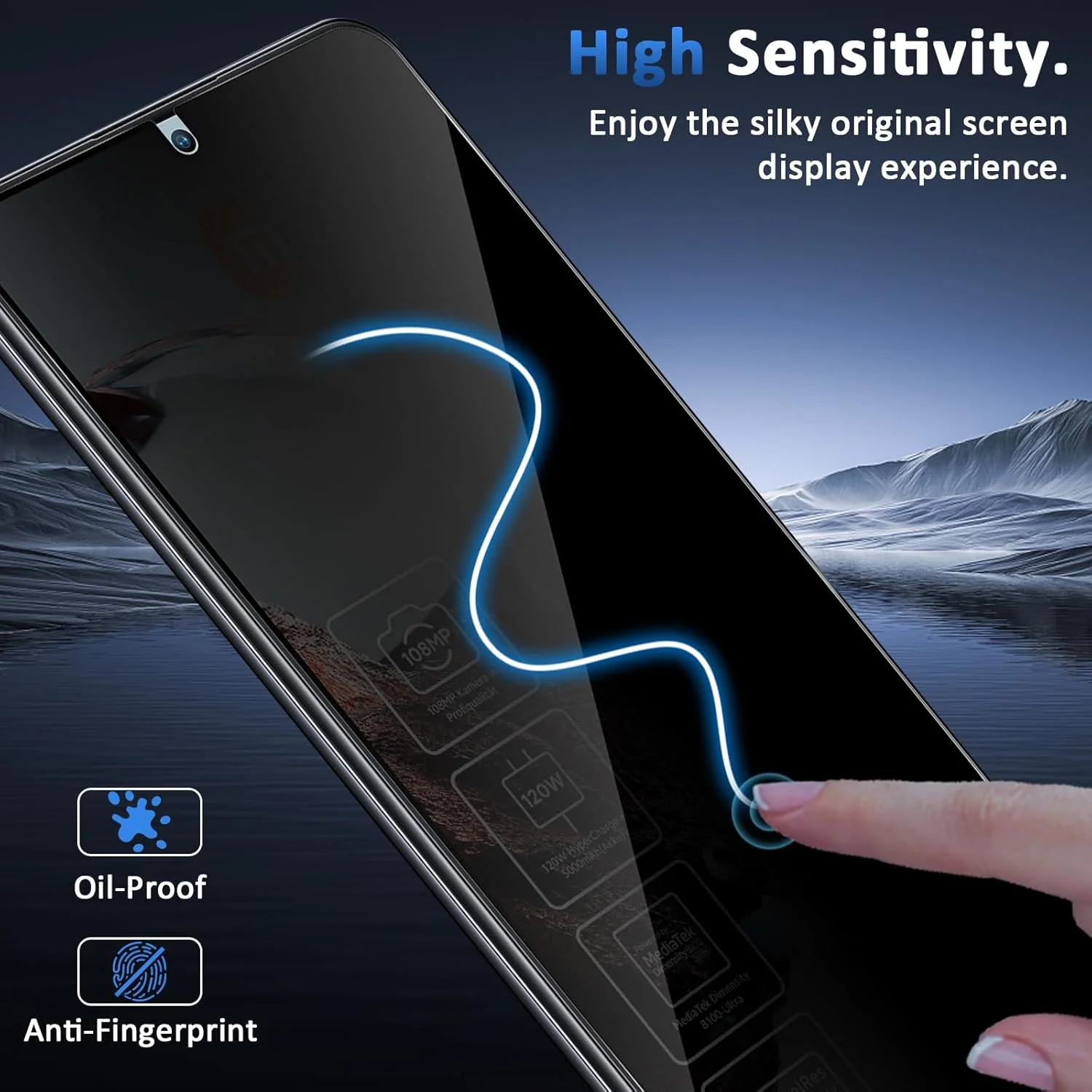 محافظ صفحه نمایش حریم خصوصی شیشه ای Haofun، 3 عدد، مناسب برای گوشی های شیائومی Mi 12T / 12T Pro، فیلم شیشه ای ضد جاسوسی، سختی 9H، ضد اثر انگشت، شیشه محافظ صفحه نمایش با سختی 9H