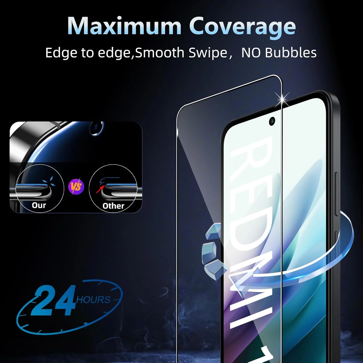 محافظ صفحه نمایش شیشه ای حرارت دیده 3 تکه Datree برای شیائومی Redmi 15، محافظ لنز دوربین عقب 3 تکه، سختی 9H / ضد خش / بدون حباب / فوق العاده مقاوم