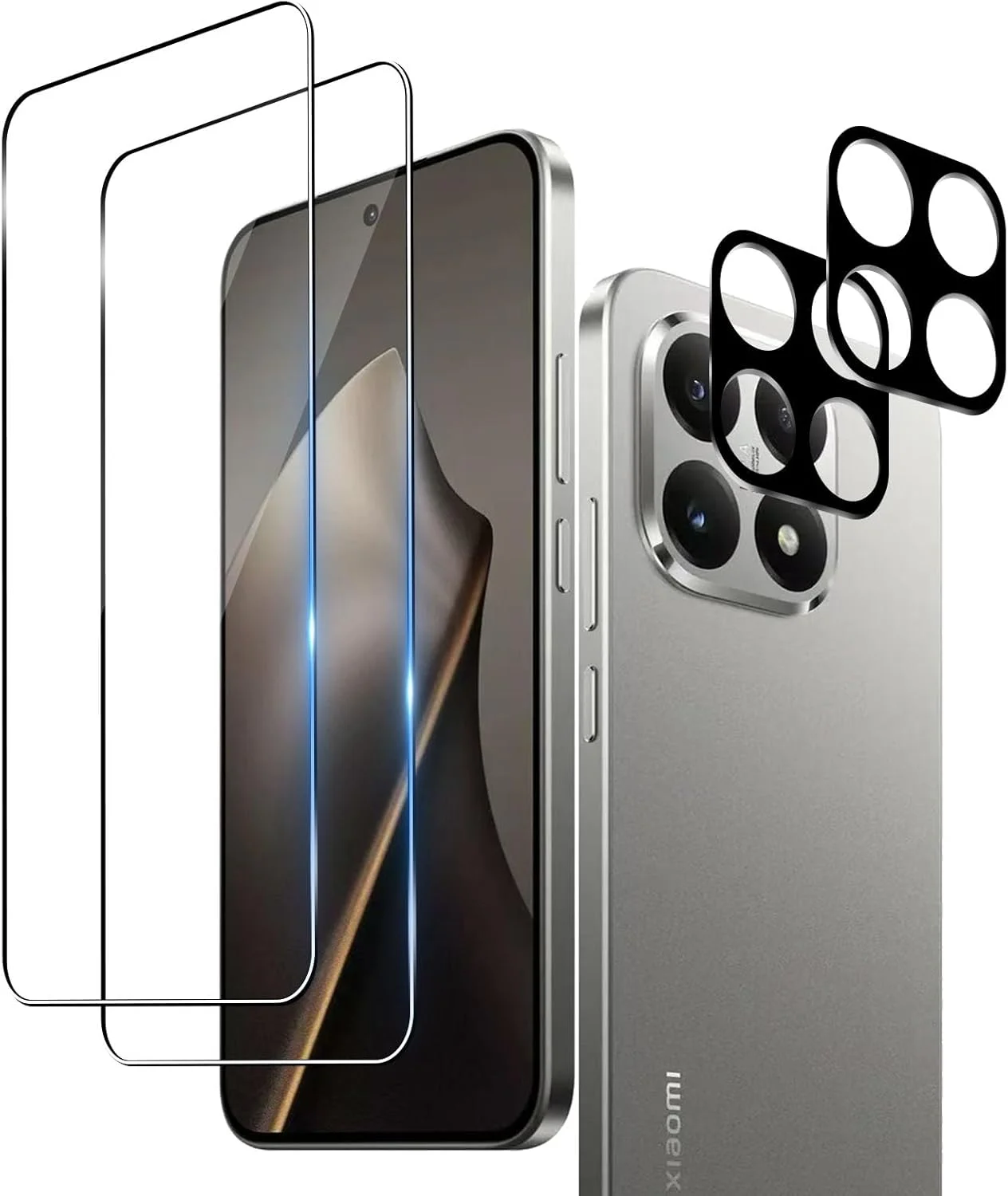 محافظ صفحه نمایش Wookfiss برای شیائومی 15T/15T Pro از جنس شیشه حرارت دیده، 2 عدد محافظ صفحه نمایش شیشه حرارت دیده و 2 عدد محافظ دوربین، سختی 9H، ضد خش، ضد حباب، صفحه نمایش شفاف HD