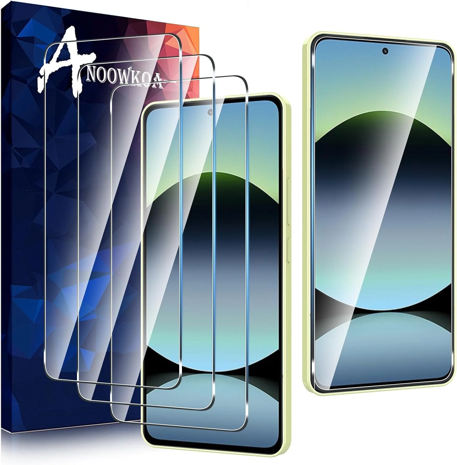 محافظ صفحه نمایش شیشه ای حرارت دیده آنووکوا برای گوشی شیائومی Redmi Note 14 4G/5G، محافظ تلفن همراه فوق العاده مقاوم در برابر خراش برای تمام صفحه، 3 عدد