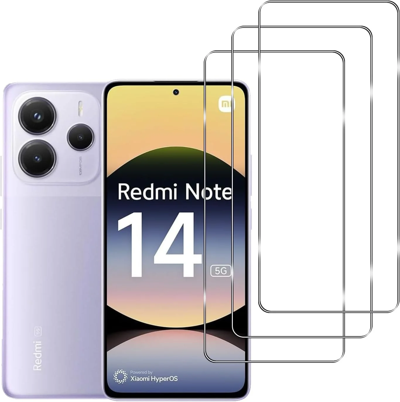 محافظ صفحه نمایش شیشه ای حرارت دیده YIFNTANG [3 عددی] برای گوشی شیائومی Redmi Note 14 5G/4G، سختی 9H، ضد خش، بدون حباب، محافظ صفحه نمایش شفاف HD سازگار با شیائومی Redmi Note 14 5G/4G