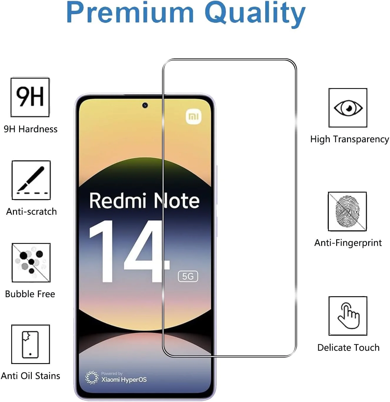 محافظ صفحه نمایش شیشه ای حرارت دیده YIFNTANG [3 عددی] برای گوشی شیائومی Redmi Note 14 5G/4G، سختی 9H، ضد خش، بدون حباب، محافظ صفحه نمایش شفاف HD سازگار با شیائومی Redmi Note 14 5G/4G
