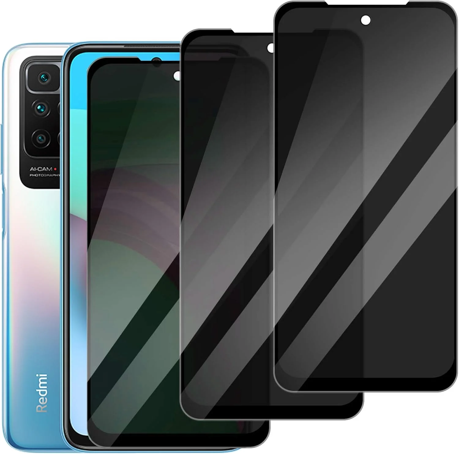 محافظ صفحه نمایش حریم خصوصی 3 عددی DYNASCO برای ردمی نوت 11 4G / نوت 11S 4G / شیائومی POCO M4 Pro 4G 6.43 اینچ، محافظ صفحه نمایش شیشه ای حرارت دیده ضد جاسوسی با پوشش کامل - ضد خرد شدن