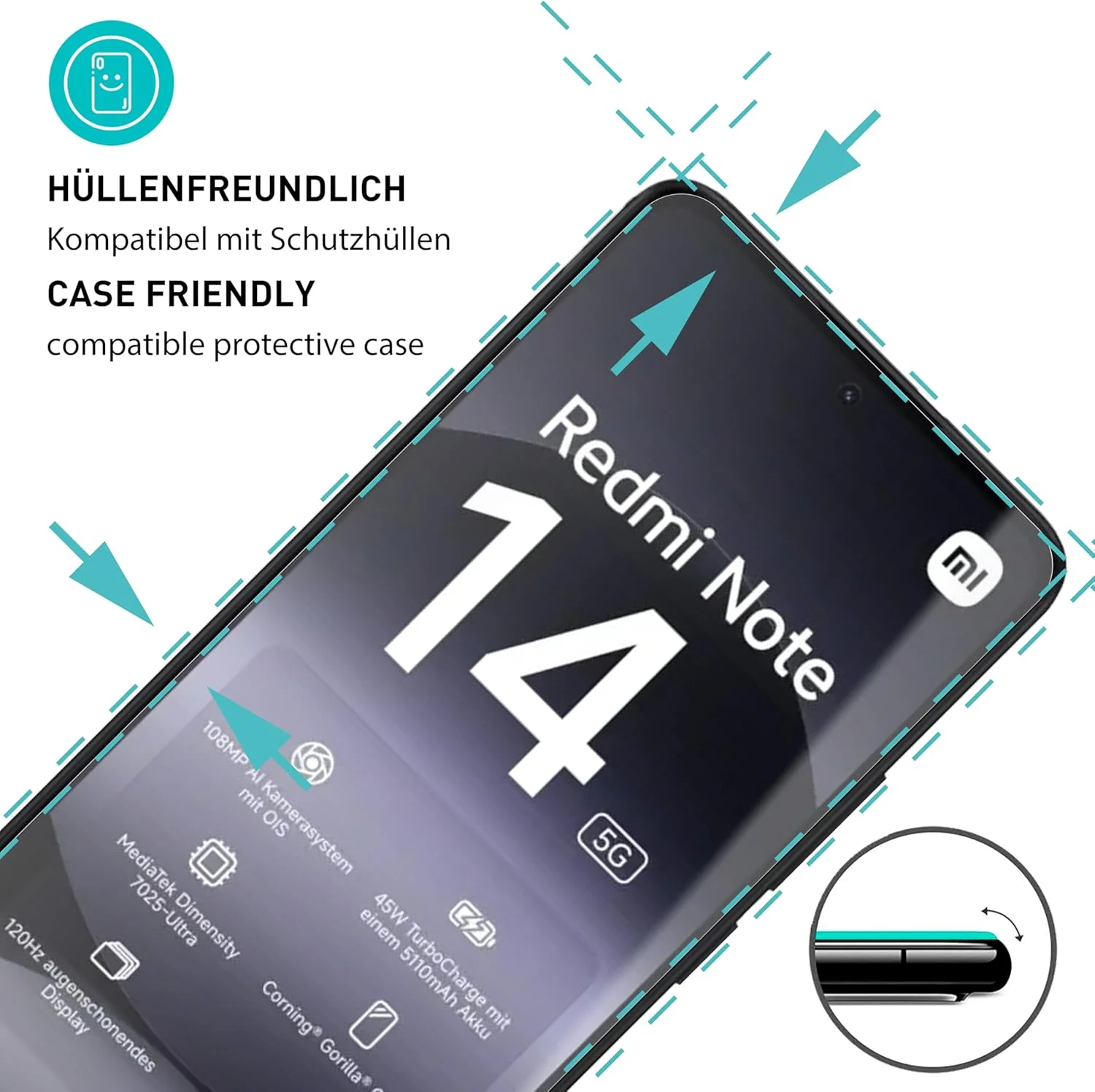 محافظ صفحه نمایش شیشه ای حرارت دیده [3 عدد، شفاف] smartect برای شیائومی Redmi Note 14 5G، محافظ صفحه نمایش HD، ضد خش، بدون حباب، سختی 9H، 0.3 میلی متر، فوق العاده شفاف، مقاوم