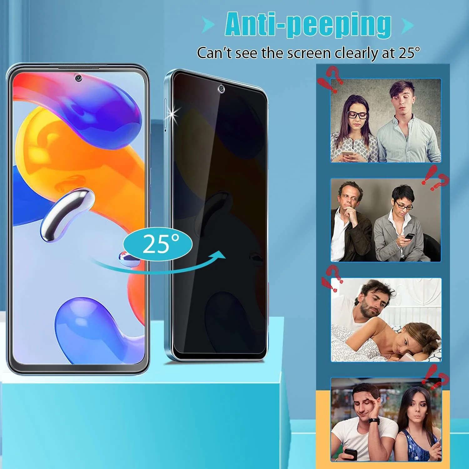 محافظ صفحه نمایش شیشه ای حریم خصوصی زکینگ [2+2 بسته] برای شیائومی Redmi Note 11 Pro 5G و محافظ لنز دوربین، [ضد خش] وضوح HD سختی 9H بدون حباب