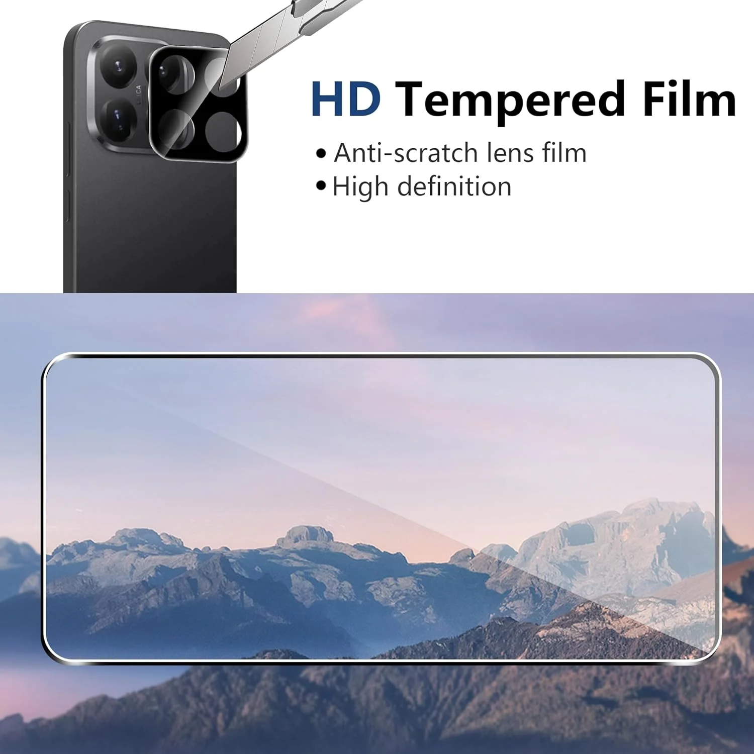 محافظ صفحه نمایش CAUHENYEE برای شیائومی 15T / 15T Pro شیشه حرارت دیده، بسته [2+2] شامل 2 عدد محافظ صفحه نمایش + 2 عدد محافظ دوربین، محافظ صفحه نمایش شیشه ای با سختی HD 9H