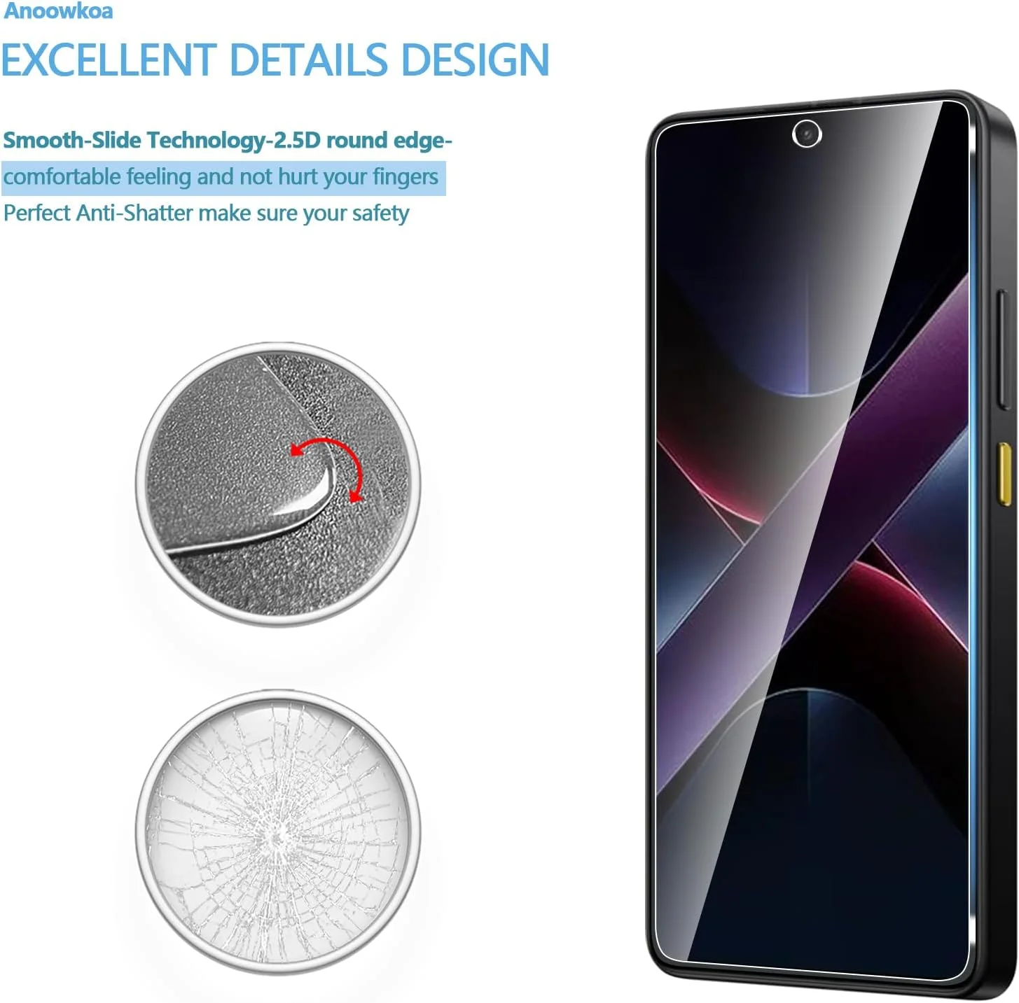 محافظ صفحه نمایش 3 عددی Anoowkoa برای شیائومی Poco X7 Pro 5G، شیشه حرارت دیده، محافظ تمام صفحه شفاف سازگار با Poco X7 Pro محافظ صفحه نمایش 3 عددی Anoowkoa برای شیائومی Poco X7 Pro 5G، شیشه حرارت دیده، محافظ تمام صفحه شفاف سازگار با Poco X7 Pro