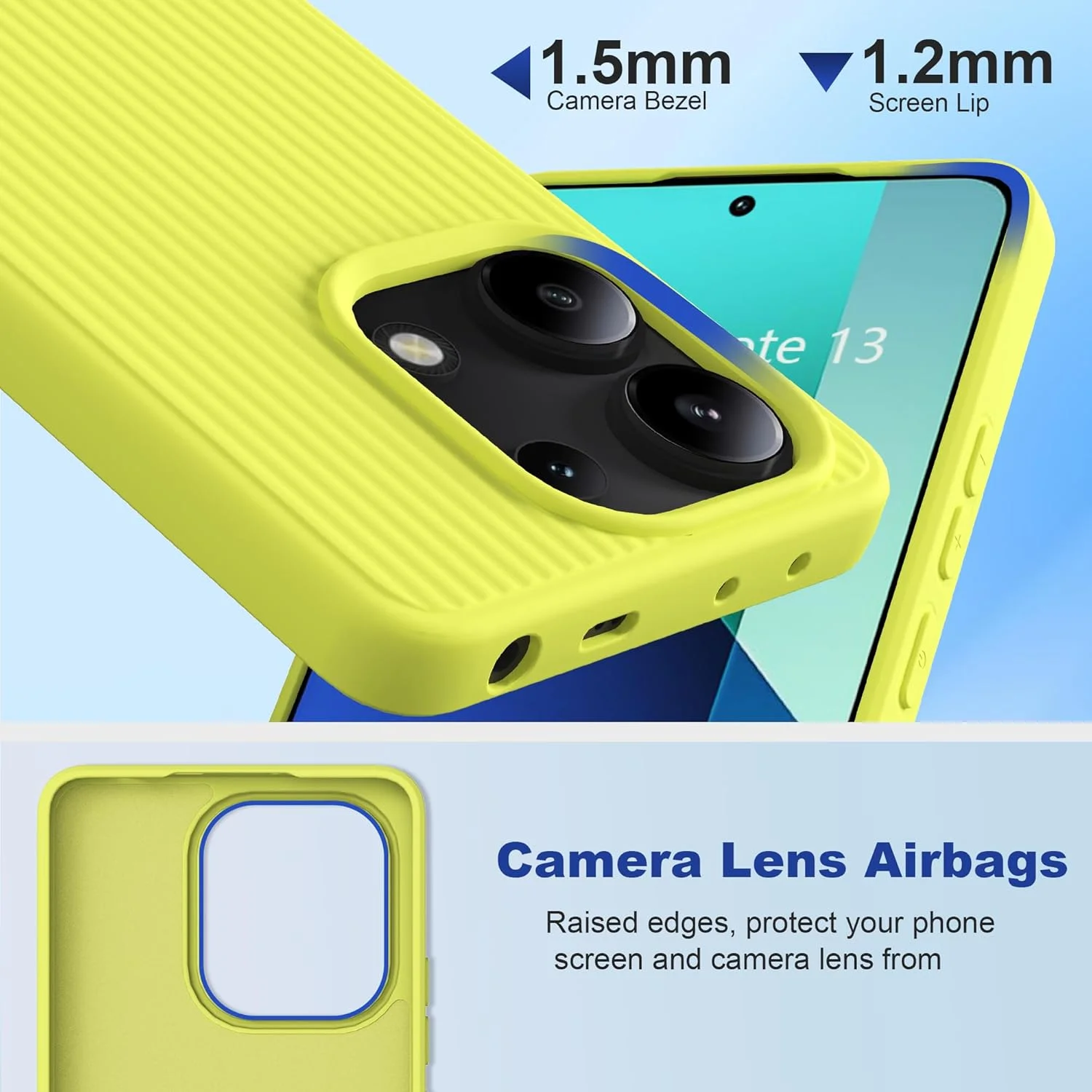 کاور محافظ گوشی SMYTU برای شیائومی Redmi Note 13 4G به همراه 2 محافظ صفحه نمایش شیشه ای حرارت دیده، قاب محافظ TPU سیلیکونی مایع نرم و بسیار نازک سازگار با شیائومی Redmi Note 13 4G (6.67 اینچ) - زرد کاور محافظ گوشی SMYTU برای شیائومی Redmi Note 13 4G به همراه 2 محافظ صفحه نمایش شیشه ای حرارت دیده، قاب محافظ TPU سیلیکونی مایع نرم و بسیار نازک سازگار با شیائومی Redmi Note 13 4G (6.67 اینچ) - زرد