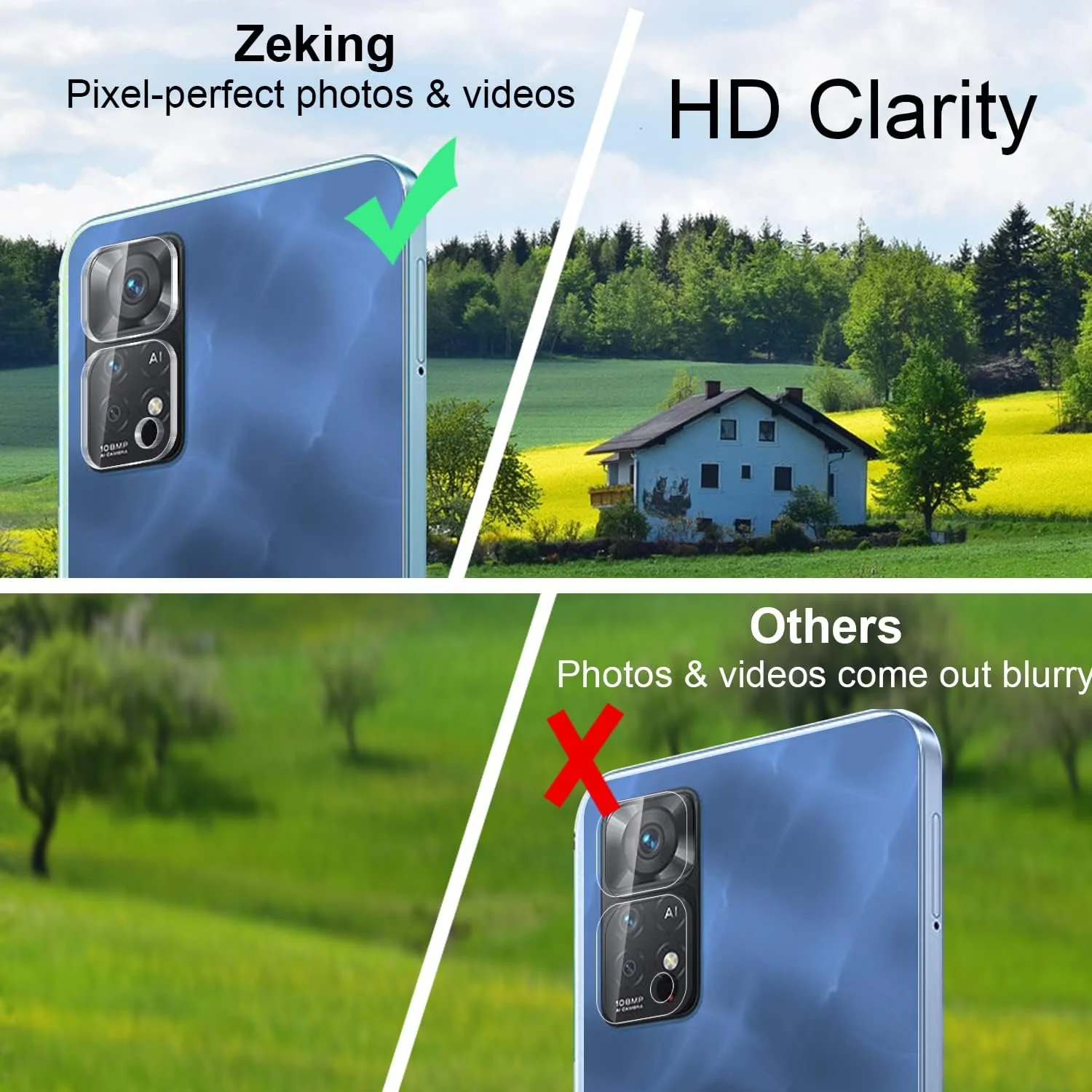 محافظ صفحه نمایش شیشه ای حریم خصوصی زکینگ [2+2 بسته] برای شیائومی Redmi Note 11 Pro 5G و محافظ لنز دوربین، [ضد خش] وضوح HD سختی 9H بدون حباب