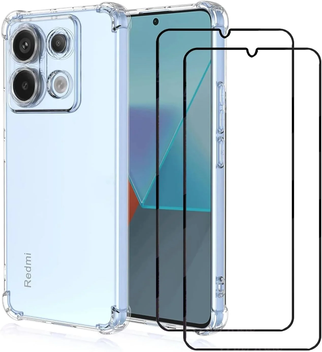 کاور محافظ شفاف و ضد خش SCAUA مدل [1+2] سازگار با گوشی شیائومی Redmi Note 13 4G به همراه محافظ صفحه نمایش شیشه ای حرارت دیده و کاور TPU نرم