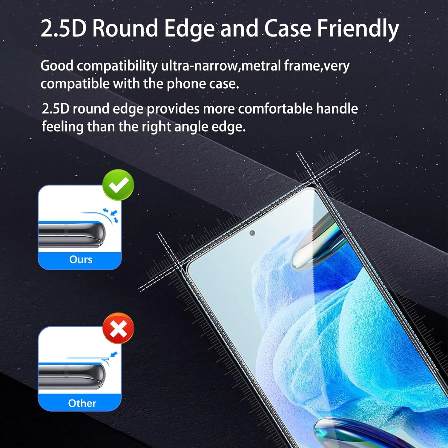 [بسته 2+2 عددی] محافظ صفحه نمایش حریم خصوصی برای گوشی شیائومی Redmi Note 12 Pro، فیلم شیشه ای حرارت دیده ضد جاسوسی، تشخیص اثر انگشت، سختی 9H، ضد خش، ضد اثر انگشت
