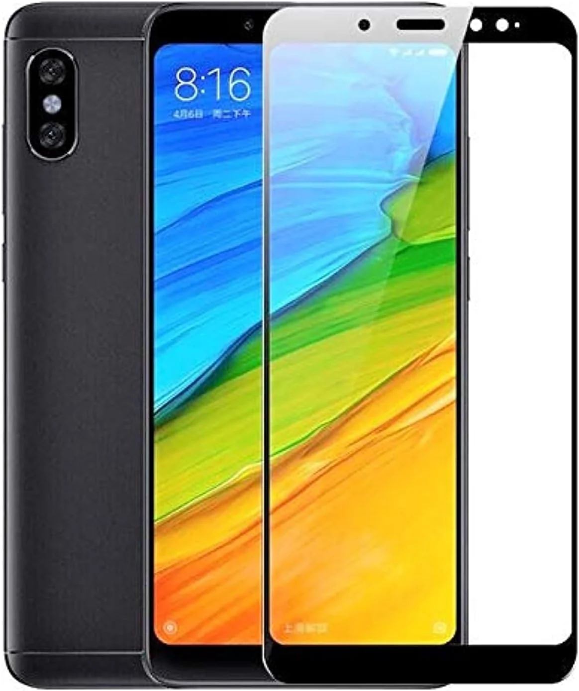 محافظ صفحه نمایش شیشه ای شیائومی Redmi Note 5 با فریم مشکی - شیائومی Note 5
