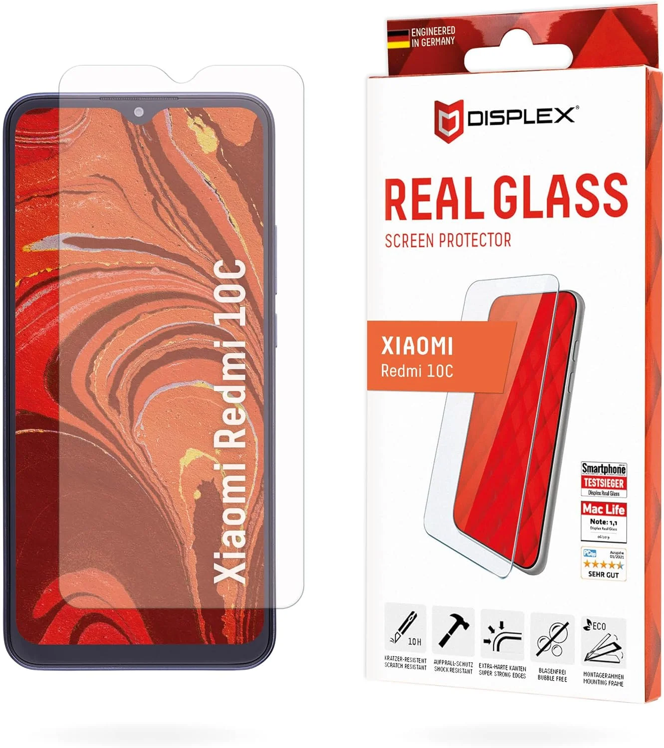 محافظ صفحه نمایش شیشه ای واقعی Displex برای شیائومی Redmi 10C، محافظ صفحه نمایش سخت شیشه ای حرارت دیده (10H)، قاب نصب سازگار با محیط زیست، پوشش ضد اثر انگشت با فناوری پیشرفته، سازگار با قاب محافظ صفحه نمایش شیشه ای واقعی Displex برای شیائومی Redmi 10C، محافظ صفحه نمایش سخت شیشه ای حرارت دیده (10H)، قاب نصب سازگار با محیط زیست، پوشش ضد اثر انگشت با فناوری پیشرفته، سازگار با قاب