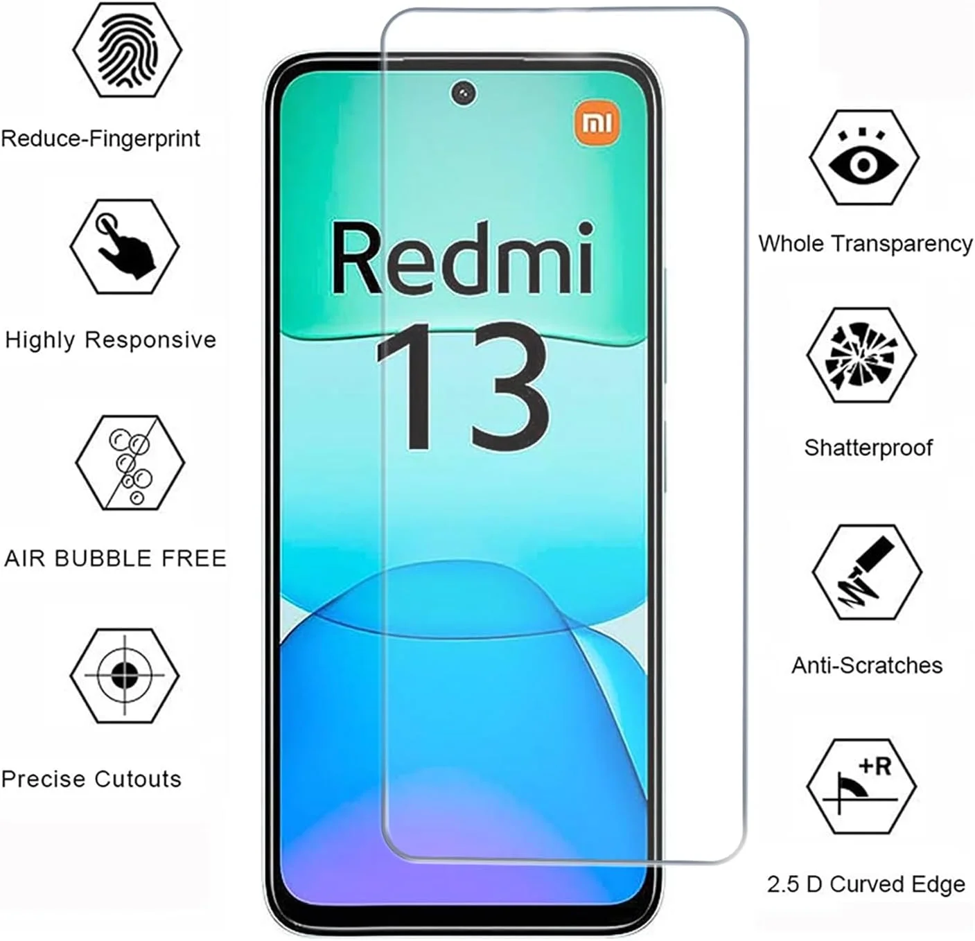 کاور FHSYCR برای گوشی شیائومی Redmi 13 4G به همراه یک عدد محافظ صفحه نمایش شیشه ای، کیف پول چرمی PU با کیفیت عالی برای شیائومی Redmi 13 4G، [دارای جای کارت] [قابلیت استند] - آبی