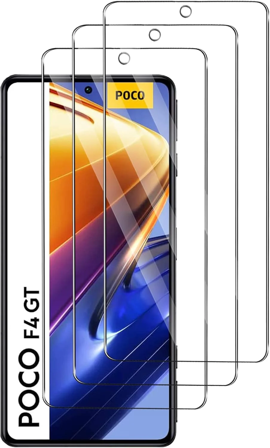 محافظ صفحه نمایش شیشه ای حرارت دیده Widrt بسته 3 عددی برای گوشی شیائومی پوکو F4 GT، ضد خش، ضد اثر انگشت، بدون حباب، سختی 9H، فوق العاده شفاف، فوق العاده مقاوم، محافظ صفحه نمایش
