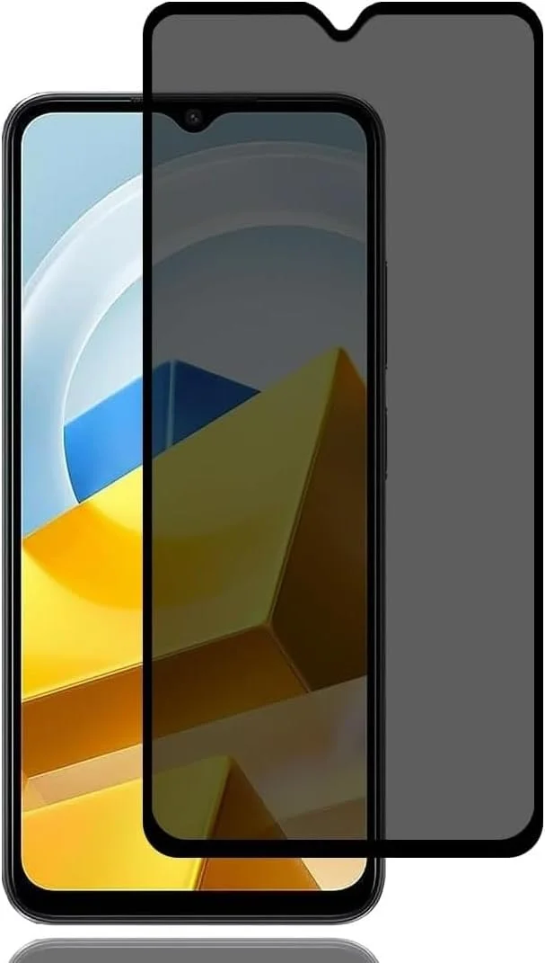 محافظ صفحه نمایش Muzz شیائومی Redmi 14C، شیشه حرارت دیده 9H ضد جاسوسی منحنی سه بعدی، محافظ صفحه نمایش لبه به لبه ضد اثر انگشت پوشش کامل برای Redmi 14C 2024 (حریم خصوصی 5D)