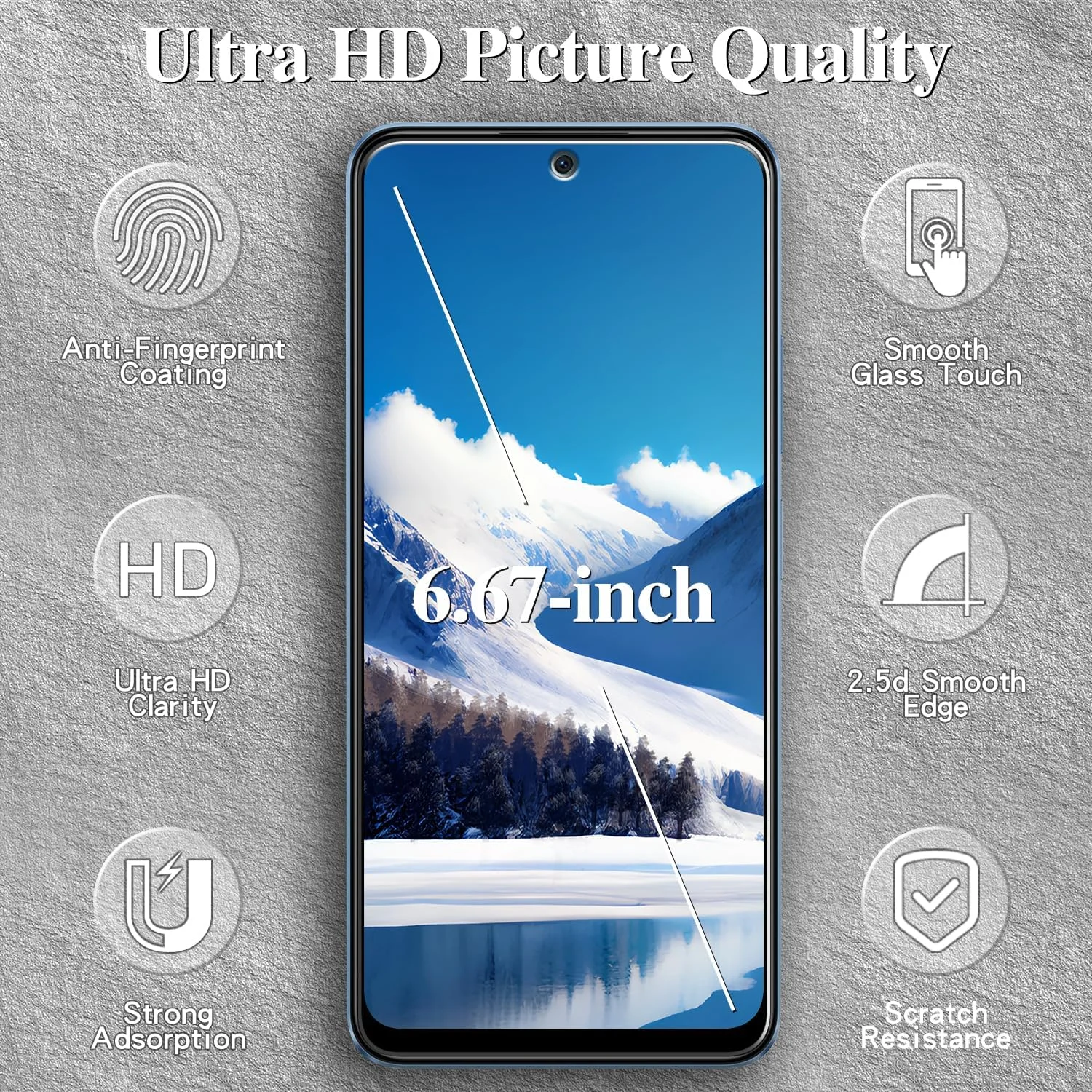 محافظ صفحه نمایش [بسته 3 عددی] Kesuwe برای گوشی شیائومی Redmi Note 12، شیشه حرارت دیده با سختی 9H، ضد خش، فوق العاده مقاوم، شفافیت HD، بدون حباب، نصب آسان، سازگار با قاب