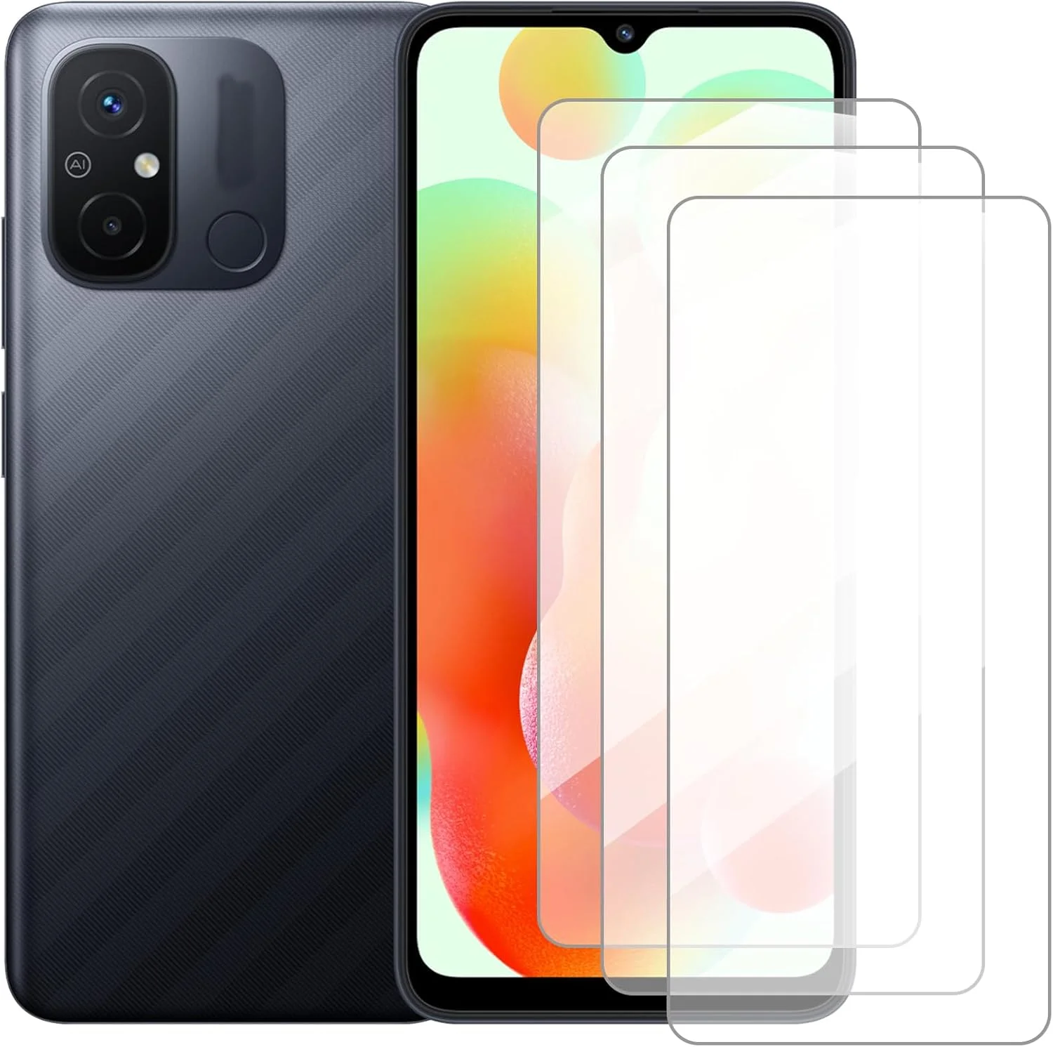 محافظ صفحه نمایش Damolong سازگار با گوشی شیائومی Redmi 12C 4G (6.71 اینچ) [بسته 3 عددی] محافظ صفحه نمایش شیشه ای حرارت دیده مناسب برای شیائومی Redmi 11A 4G