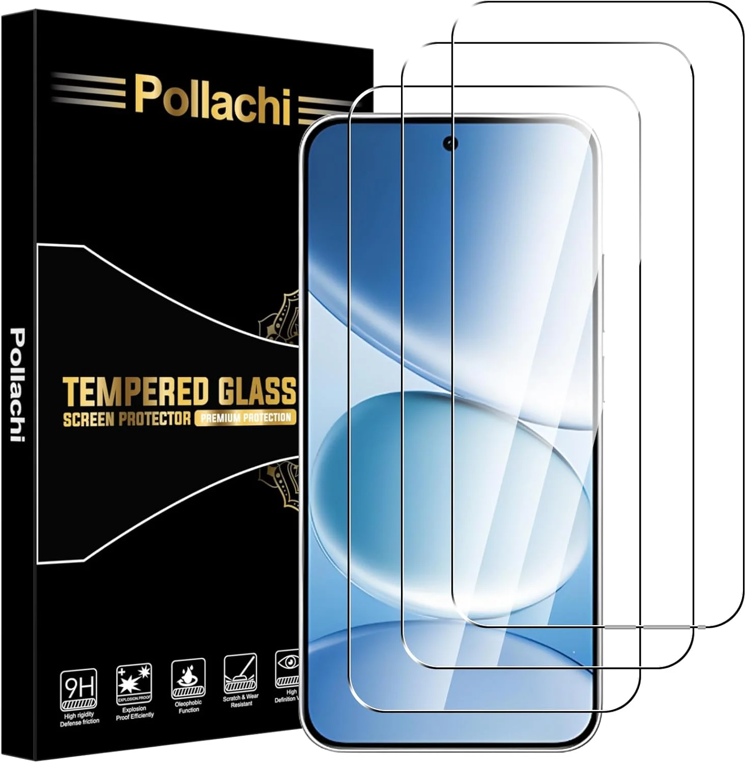 محافظ صفحه نمایش شیشه ای حرارت دیده پولاچی بسته 3 عددی برای شیائومی ردمی نوت 15 پرو 5G [بسته 3 عددی] سختی 9H، بدون حباب، محافظ صفحه نمایش شیشه ای ضد خش برای شیائومی ردمی نوت 15 پرو 5G