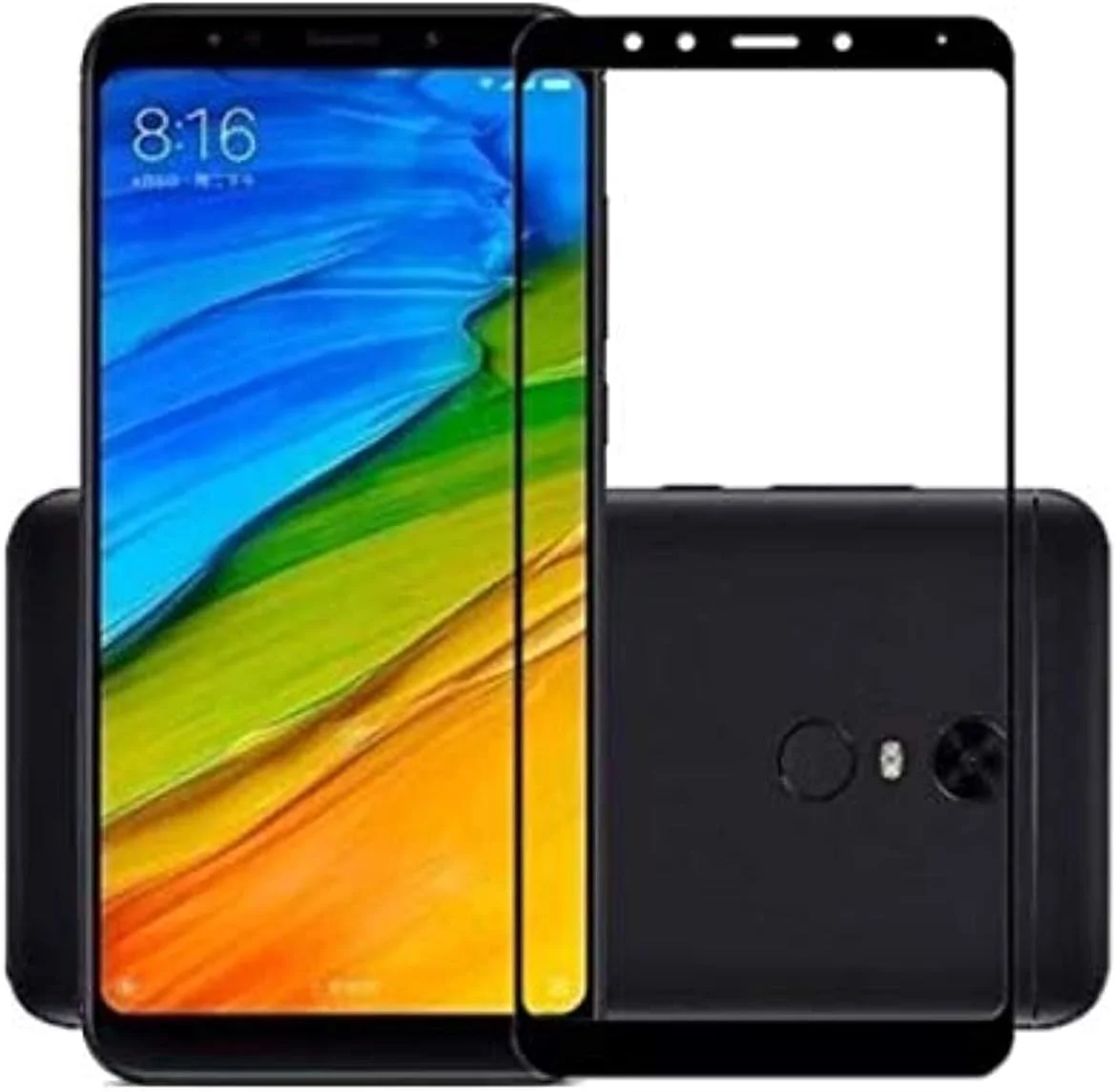 محافظ صفحه نمایش شیشه ای تمام صفحه شیائومی برای ردمی 5 پلاس - مشکی