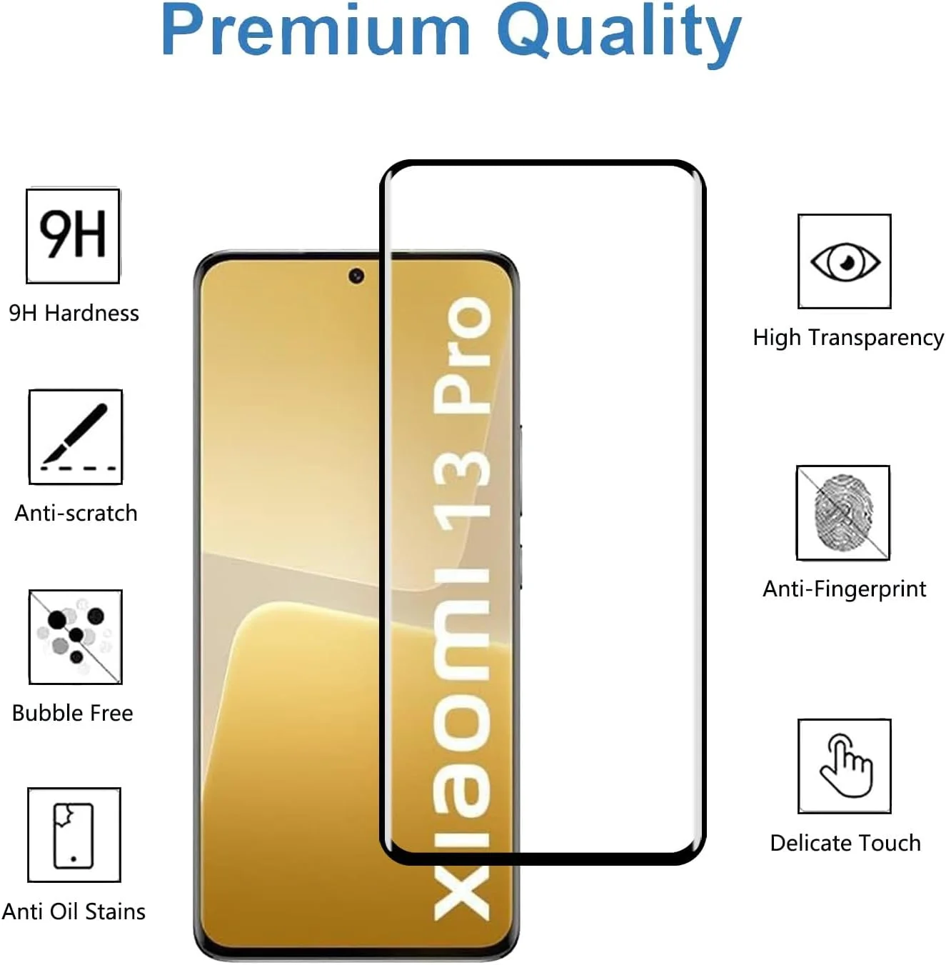 محافظ صفحه نمایش YIFNTANG [2 عدد] برای گوشی شیائومی 12 پرو/13 پرو 5G، سختی 9H، ضد خش، پوشش کامل سه بعدی، شیشه حرارت دیده شفاف HD سازگار با شیائومی 12 پرو/13 پرو 5G