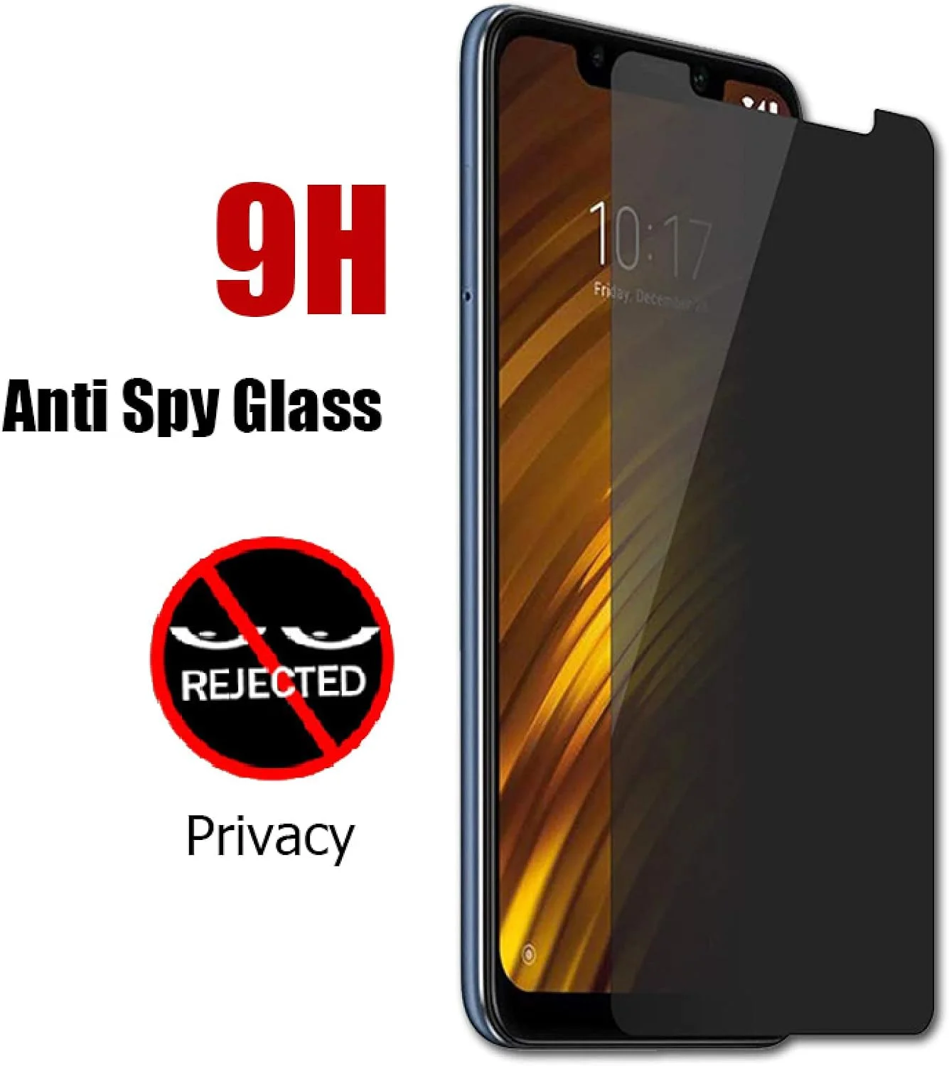 بسته 3 عددی محافظ صفحه نمایش حریم خصوصی شیشه ای برای گوشی پوکو F3، محافظ ضد جاسوسی برای شیائومی پوکو X2