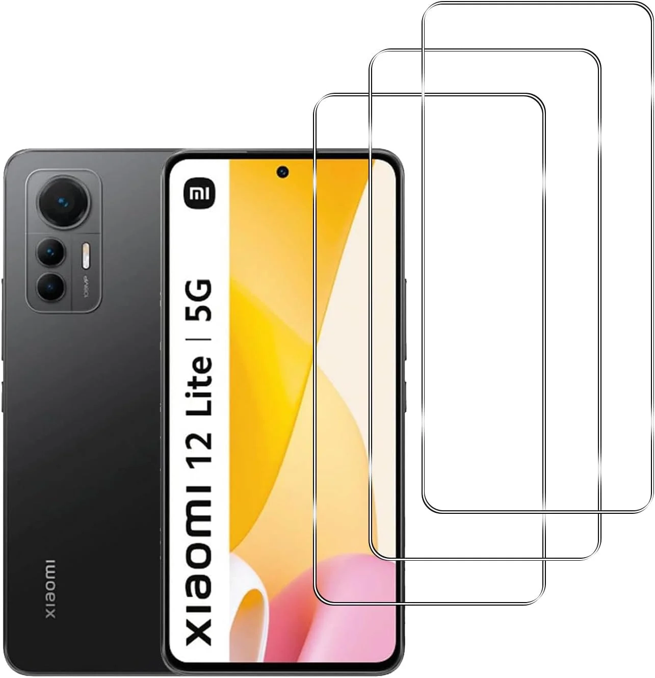 محافظ صفحه نمایش شیشه ای حرارت دیده YIFNTANG [3 عدد] برای گوشی شیائومی 12 لایت 5G، سختی 9H ضد خش، بدون حباب، محافظ صفحه نمایش HD سازگار با شیائومی 12 لایت 5G