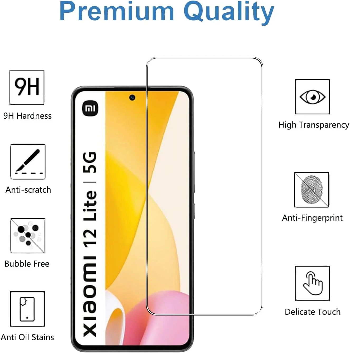 محافظ صفحه نمایش شیشه ای حرارت دیده YIFNTANG [3 عدد] برای گوشی شیائومی 12 لایت 5G، سختی 9H ضد خش، بدون حباب، محافظ صفحه نمایش HD سازگار با شیائومی 12 لایت 5G