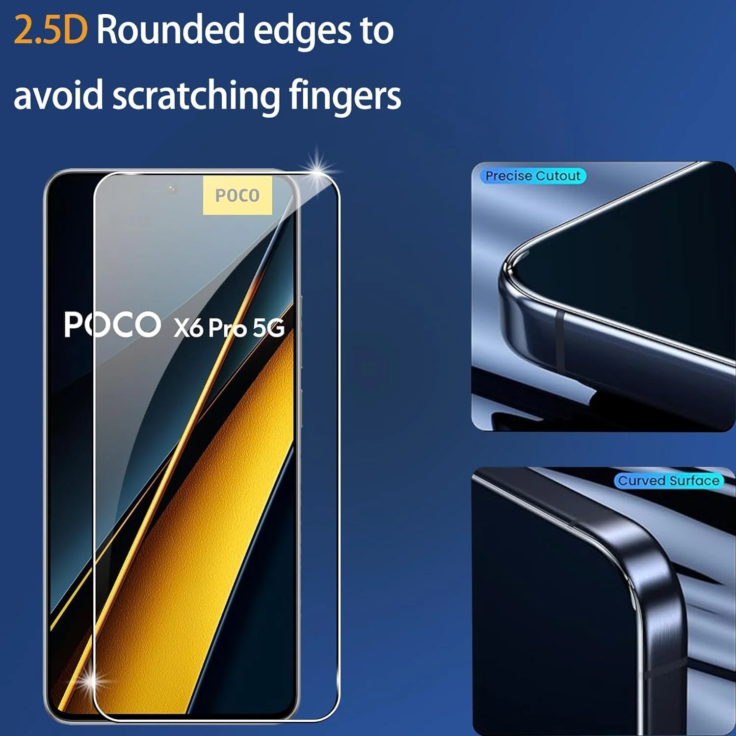 محافظ صفحه نمایش شیشه ای 2+2 عددی Gruattreay سازگار با گوشی شیائومی Poco X6 Pro 5G به همراه محافظ لنز دوربین، سختی 9H، ضد خش، ضد اثر انگشت محافظ صفحه نمایش شیشه ای 2+2 عددی Gruattreay سازگار با گوشی شیائومی Poco X6 Pro 5G به همراه محافظ لنز دوربین، سختی 9H، ضد خش، ضد اثر انگشت