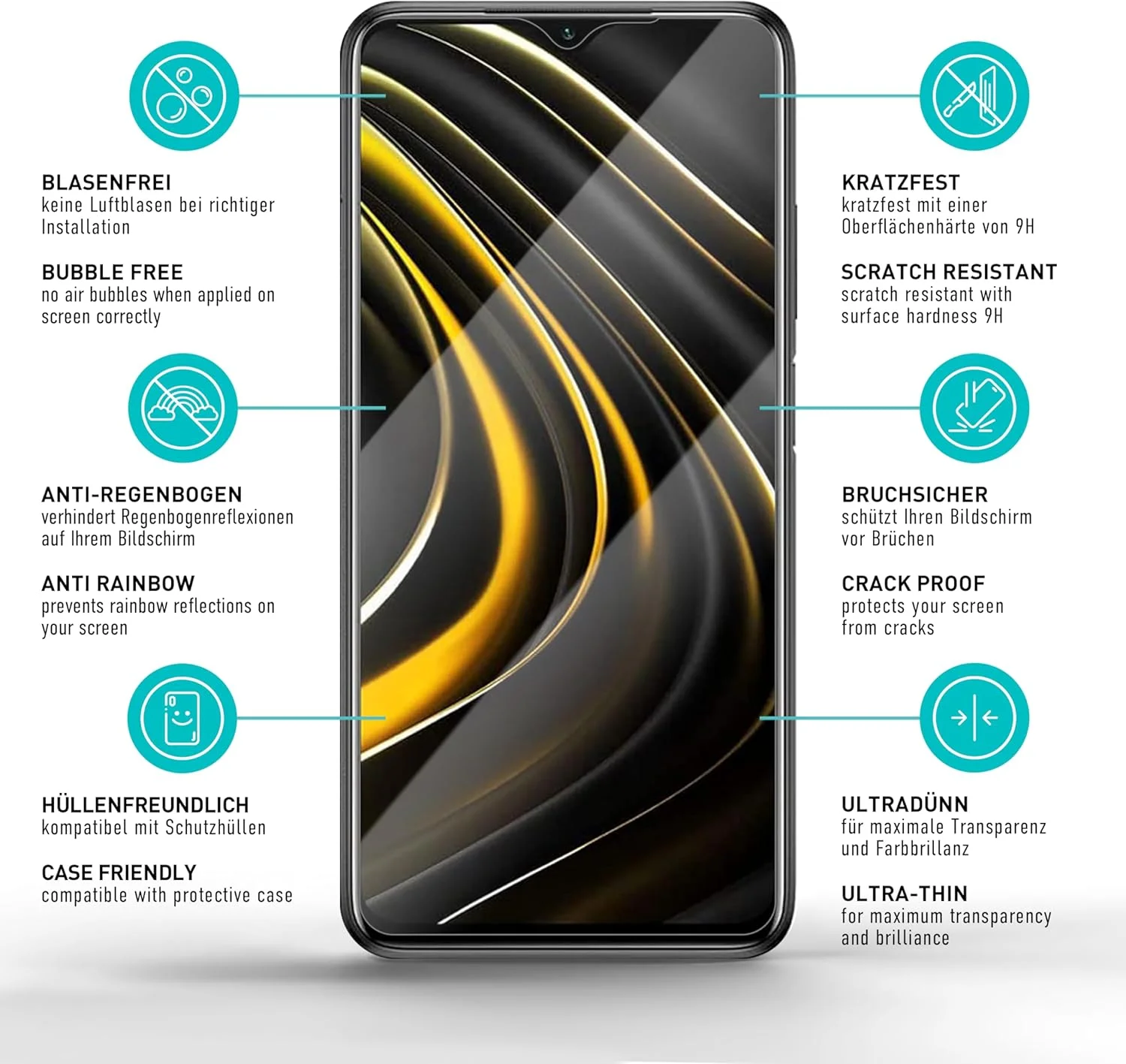 محافظ صفحه نمایش شیشه ای تمپرد [3 عدد، شفاف] smartect برای شیائومی پوکو M3، محافظ صفحه نمایش HD ضد خش، بدون حباب، سختی 9H، 0.3 میلی متر فوق العاده شفاف، فوق العاده مقاوم