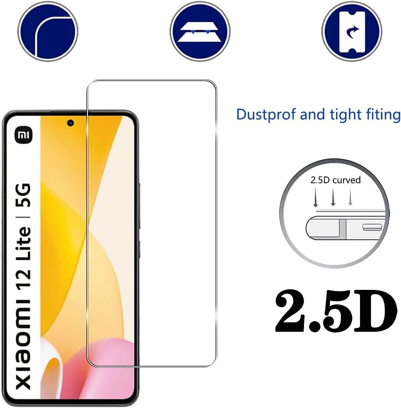 محافظ صفحه نمایش شیشه ای حرارت دیده YIFNTANG [3 عدد] برای گوشی شیائومی 12 لایت 5G، سختی 9H ضد خش، بدون حباب، محافظ صفحه نمایش HD سازگار با شیائومی 12 لایت 5G
