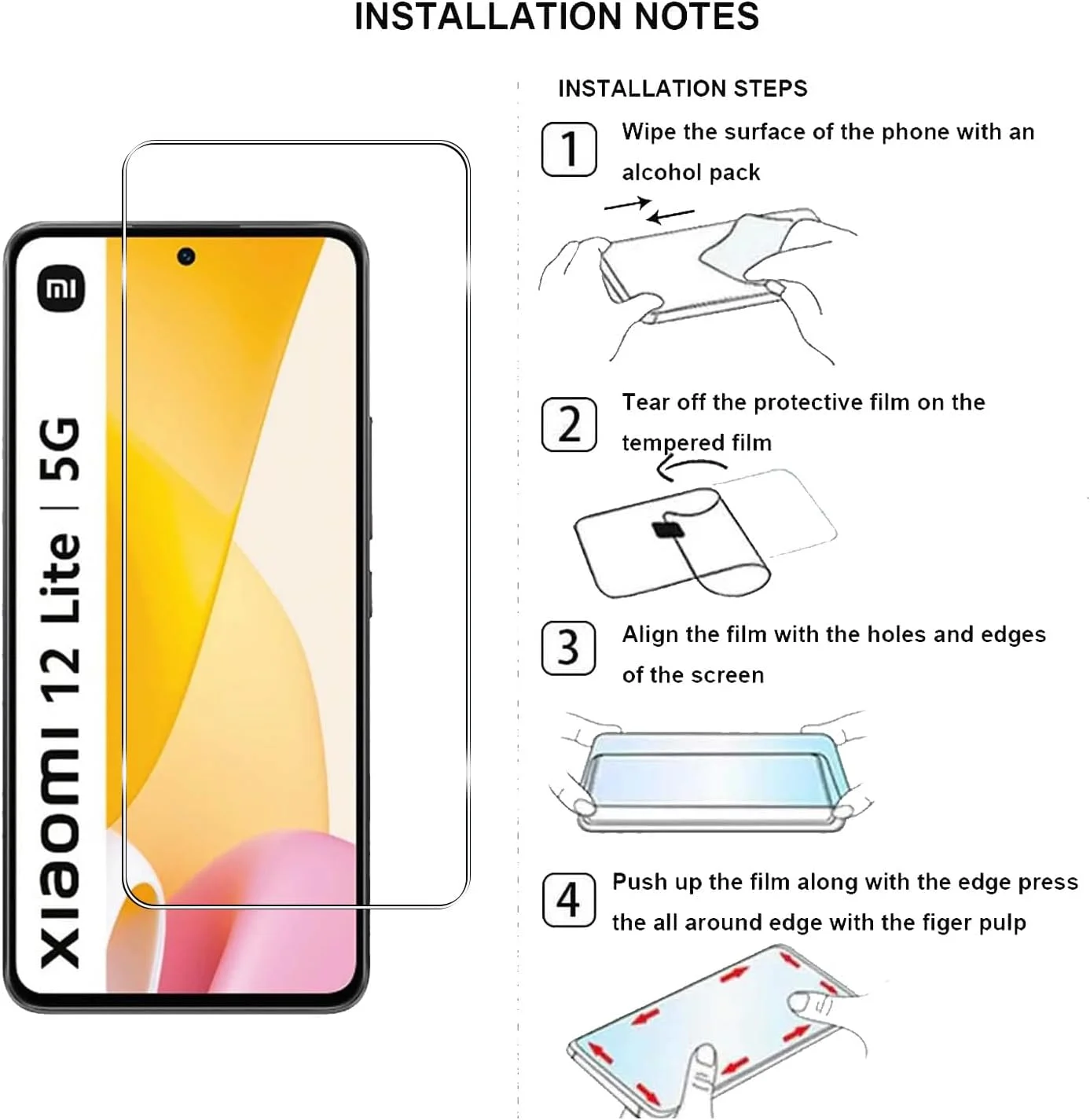 محافظ صفحه نمایش شیشه ای حرارت دیده YIFNTANG [3 عدد] برای گوشی شیائومی 12 لایت 5G، سختی 9H ضد خش، بدون حباب، محافظ صفحه نمایش HD سازگار با شیائومی 12 لایت 5G